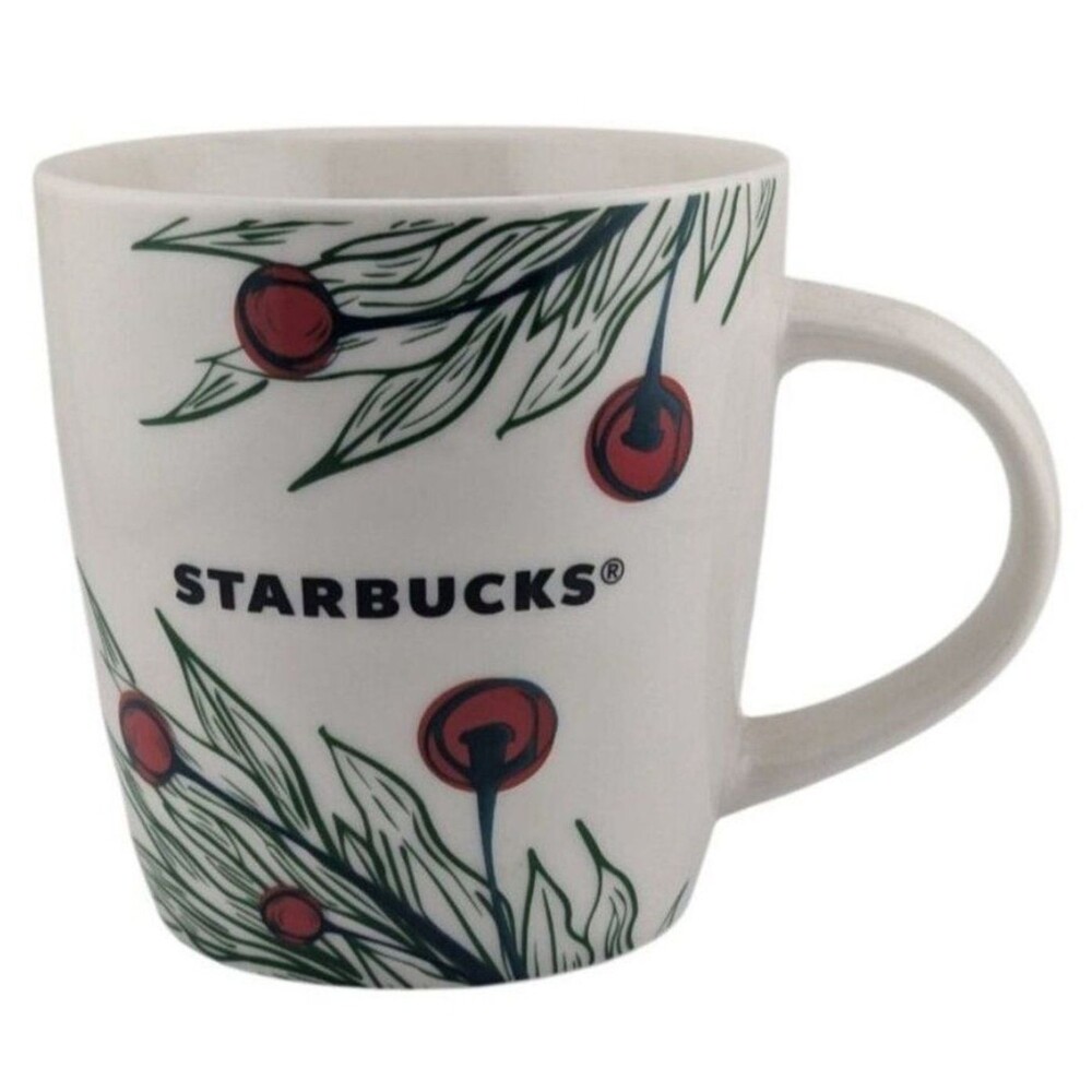 Starbucks Coffee Mug Cup 2020 Christmas Holiday 12 oz. White Red Holly Berries